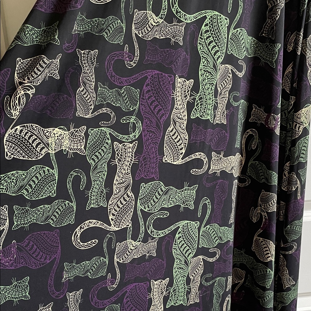 LuLaRoe Maxi Skirt in Black with Cat Pattern, witchy whimsy goth - Picture 6 of 10